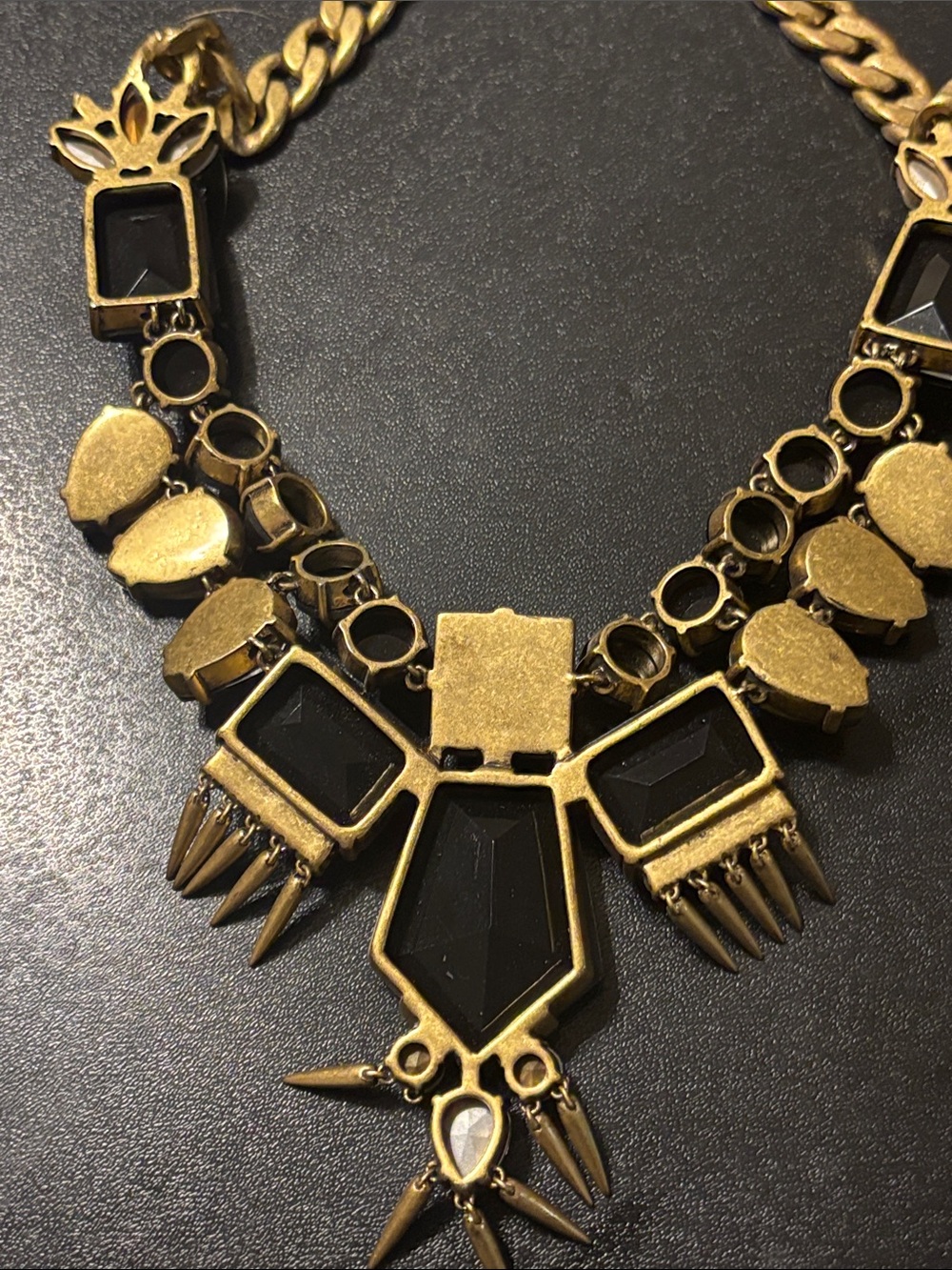 J. Crew Statement Necklace Black, Gray and Yellow Missing a Spike and a Stone - Picture 11 of 17